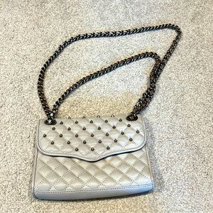 Rebecca Minkoff Gray leather quilted studded chain bag/crossbody